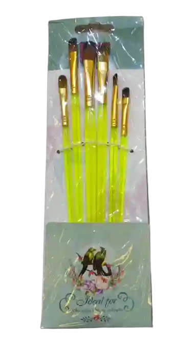 Pochette de 6 Pinceaux BLISTER PLAT CRISTAL FLUO