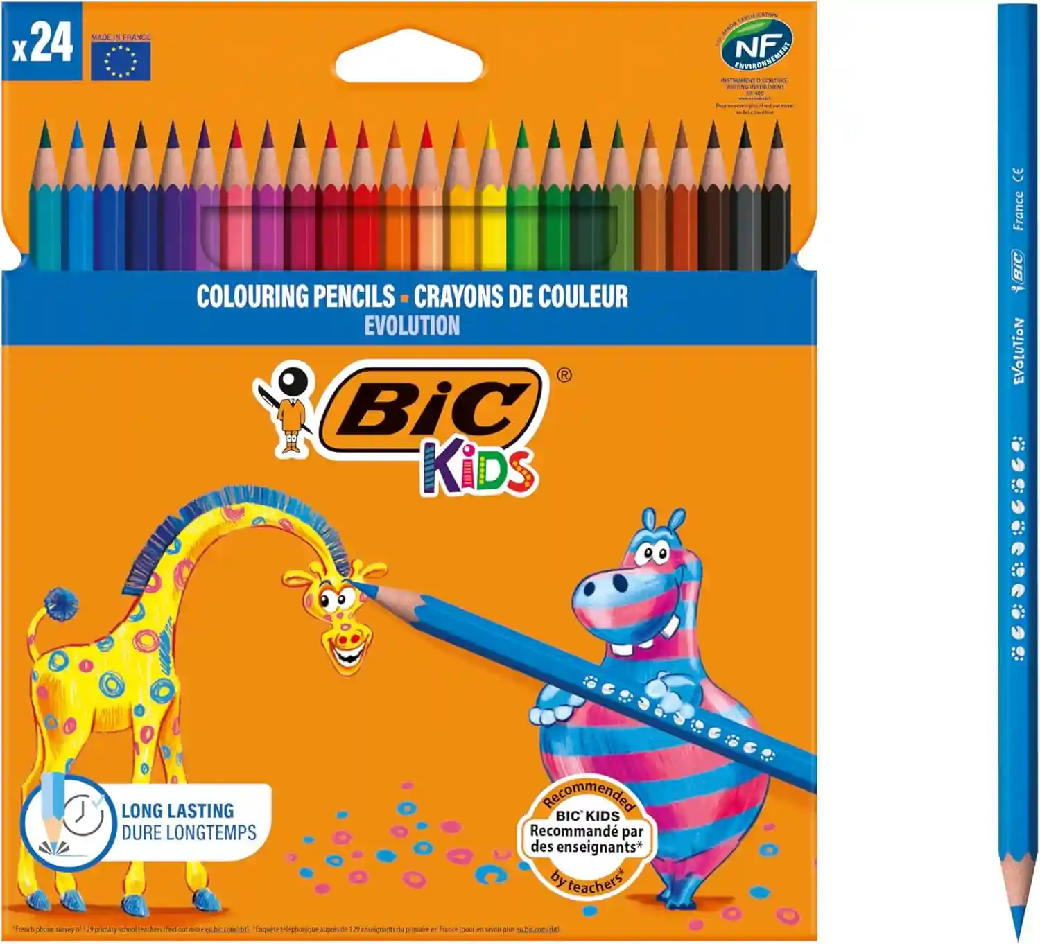 Crayons de couleur : Boite de 24 BIC Kids