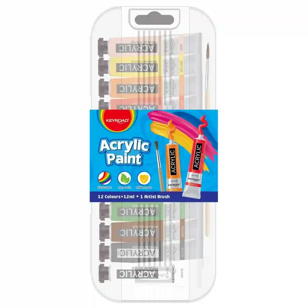 ACRYLIC DE 12*12ML AVEC PINCEAU KEYBOARD