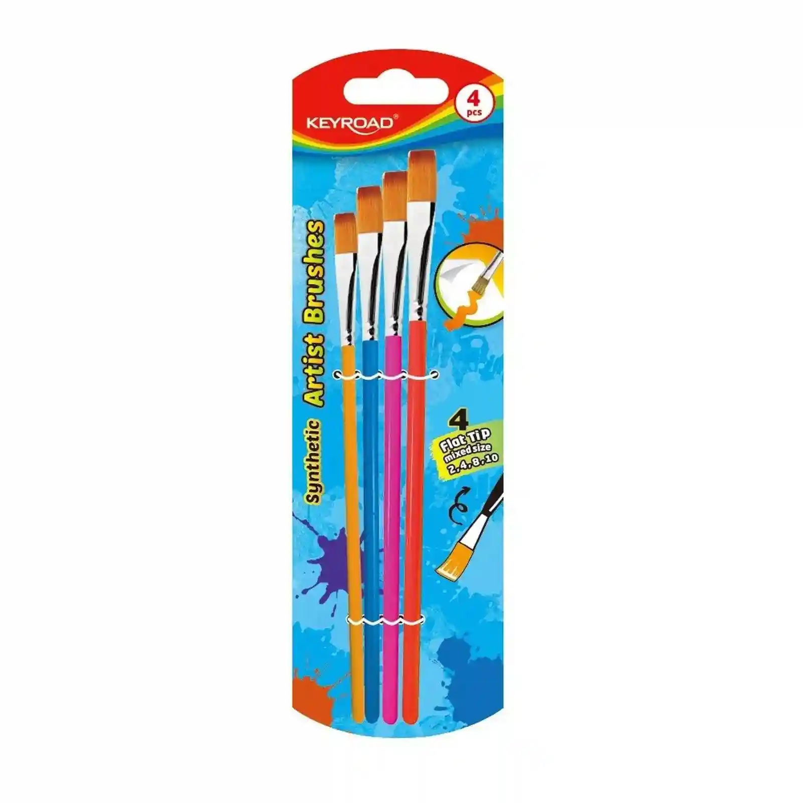 KEYROAD Set 4 Pinceaux Plats