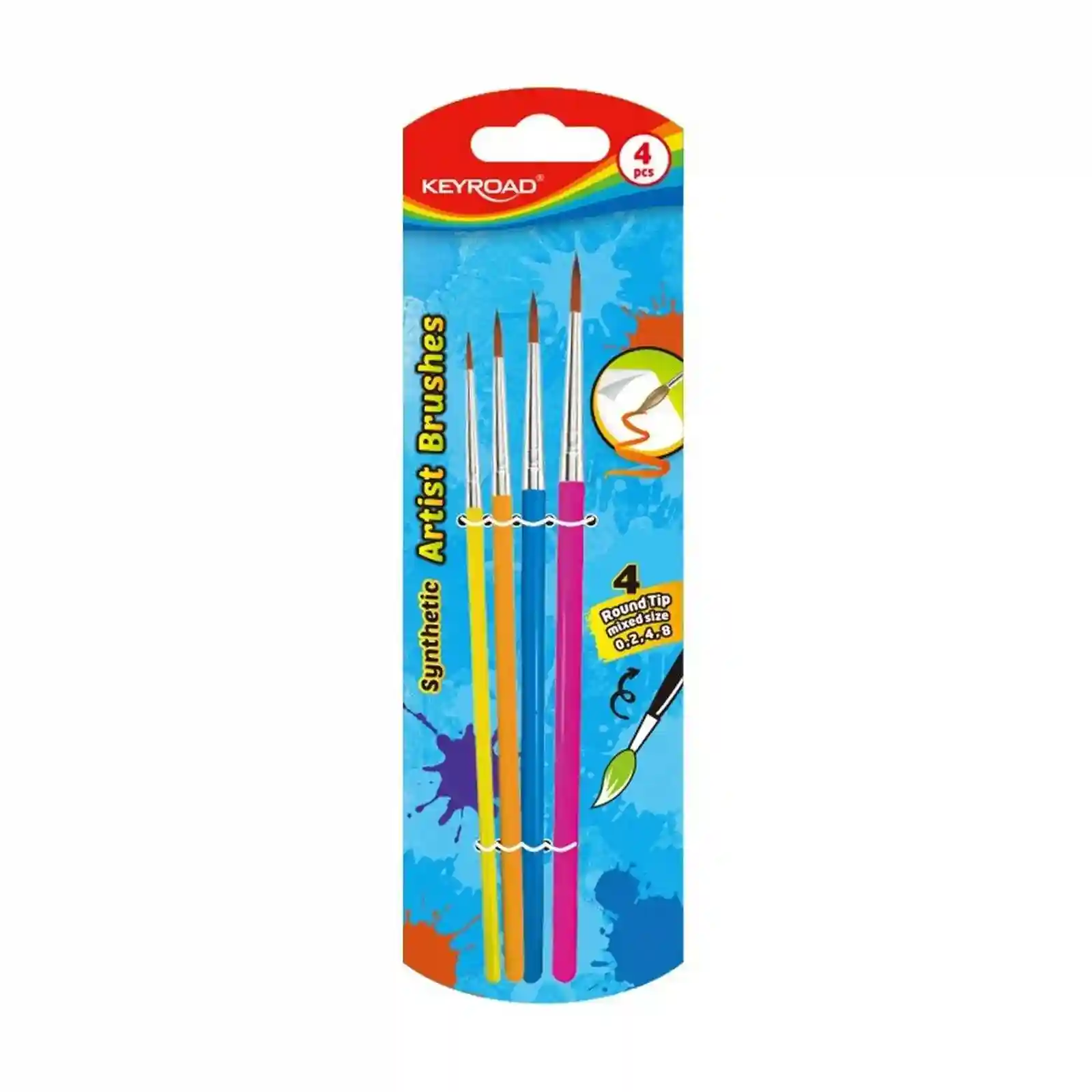 KEYROAD Set 4 Pinceaux Ronds Synthétiques