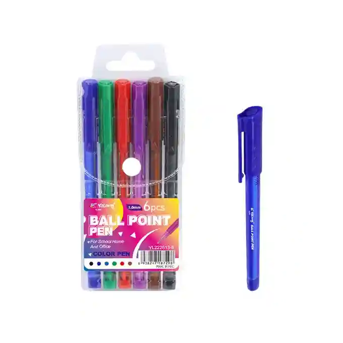 POCHETTE STYLO BALL POINT YALONG  6 PCS