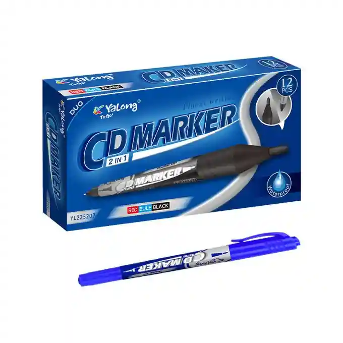 MARQUEUR PERMANENT DOUBLE FACES BLEU